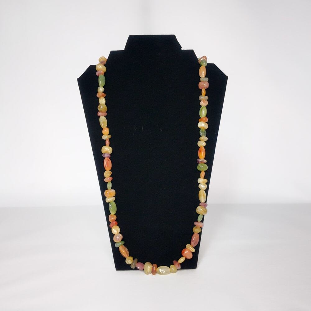 Multicolor Vintage Agate Jasper 30" Long Necklace